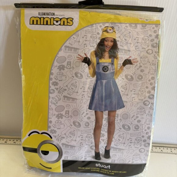 Minion Stuart Halloween Costume 8/10 Despicable Me Dress, Hat, Gloves Womens - Picture 2 of 3